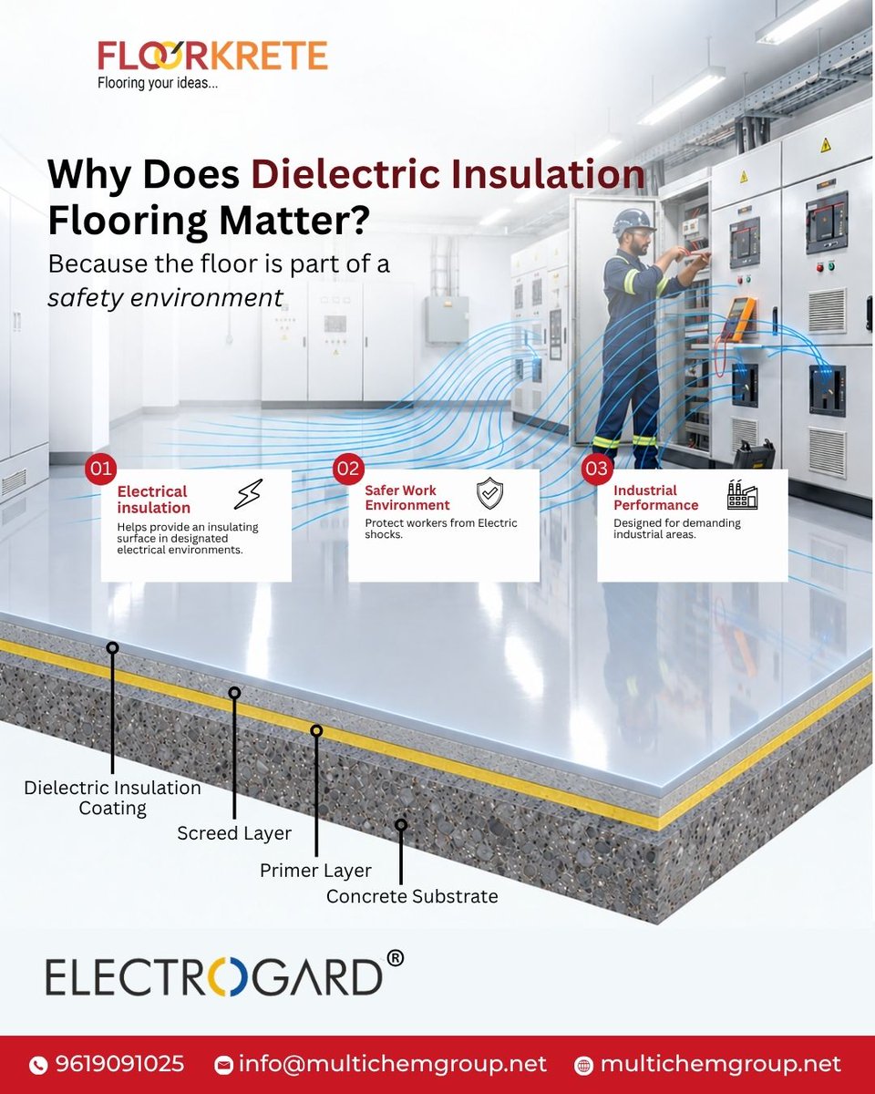 floorkrete's tweet photo. Flooring is more than a surface it can be part of the safety and performance strategy.
Click below: https://t.co/2QVHe227TO

#DielectricFlooring #ElectricalSafety #IndustrialFlooring #ElectricalInsulation #EpoxyFlooring #FlooringSolutions #MultichemGroup #Electrogard https://t.co/M4hGkvoekl