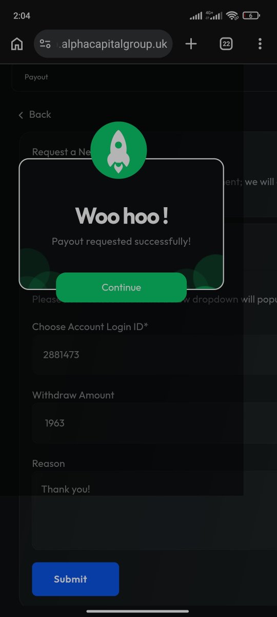 RonTrd1's tweet photo. Payout requested with @AlphaCapitalUK 💵

I just requested for another payout with Alphacapital, last one got rejected due to some news interference in one trade. This one should be clean as no news or any violations were made.

Let's see how this goes. https://t.co/BYhhDgpkLI