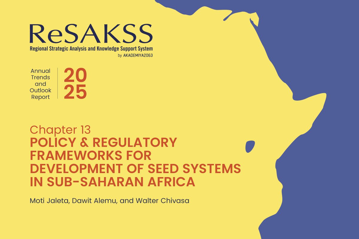 ReSAKSS's tweet photo. Strengthening Africa’s seed systems is key to transforming the continent’s agrifood systems

The Africa Seed Summit (October 5–7) will bring together African leaders and to mobilize political commitment, investment, and partnerships for stronger seed systems, while launching the Seed Sector Performance Index (SSPI) 2025 Status Report.

The Summit’s priorities closely align with Chapter 13 of the latest Annual Trends and Outlook Report (ATOR), which examines seed policies and regulatory frameworks across Sub-Saharan Africa. The chapter highlights the importance of inclusive seed systems, stronger public–private–producer partnerships, improved access to quality seeds, and harmonized policies and regulations to support seed production, marketing, and regional trade.

The chapter also points to emerging opportunities, including digital platforms and blockchain technologies for seed traceability, as well as hybrid approaches that can help reach farmers and communities underserved by commercial seed markets.

ATOR (Chap. 13): https://t.co/FAzbzxDCbc

@_AfricanUnion