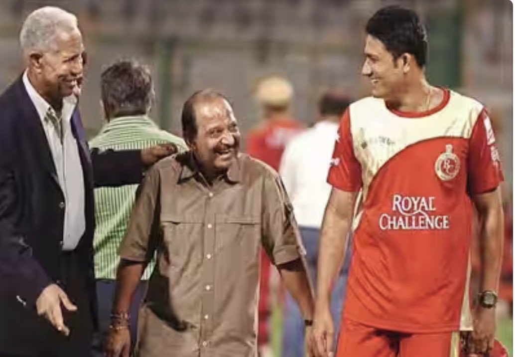 BabajiSutar3's tweet photo. A quiet walk, a shared smile, and Kumble beside a man whose bat once gave Indian cricket its grace.

Some frames do not need a name. The elegance in that stride still does the talking.

India never lost a Test in which this batsman scored a hundred. He made 14 of them,the first ended in a draw, and the other 13 all ended in wins.

A quieter detail sits beside that record. In only his second Test, an Australian called him a cheat and kicked his bat after an appeal was turned down. It stung him so badly that he swore he would never be labelled a cheat again. 

Years later, in a Ranji match, he knew he was out, stayed, then felt so disgusted with himself that he played a loose shot a couple of balls later and walked off on purpose.

An absolute legend of Indian cricket!