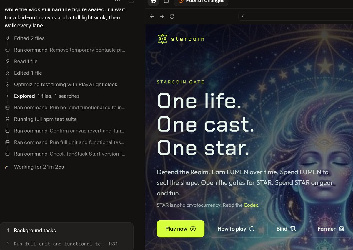 ProfessorXaevir's tweet photo. https://t.co/CZIACIFVsz
my first video game (published), STARCOIN GATE. #starcoin
plays like Vampire Survivors. Simple, fun, yet challenging. Free to play. Bind (login) to play online.

I'll be playing while #supercharging

See you in #starvale, it's PvE, see you on the battlefield.

Bugs likely, but @grok did the HEAVY QE work (actively also). Site might refresh and die randomly.

I have not beat v2.x myself, yet.
v1.x was too easy. v2 had/has major upgrades.
@STAERGUY_ARTS #STAR4all #LUMEN4STAR #STAR4gear #haveFun