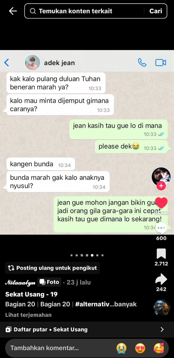 namujinnie924's tweet photo. GUE NANGIS JELEK SIANG2 GARA2 BACA AU INI PLISS😭😭😭😭😭😭 https://t.co/BVOGA2KNSZ