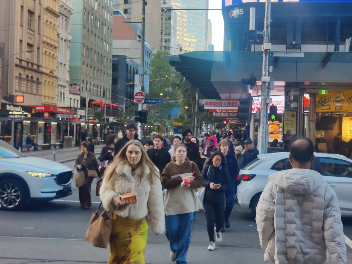 PierreVairo's tweet photo. Thank goodness they reopened Flinders St to traffic after it was closed due to metro tunnel works for 7 years. 

Where would all these cars have gone otherwise? 

Maybe now we can remove the Elizabeth St crossing so there's even less yucky pedestrians getting in the way!? https://t.co/qghcXPWlUr