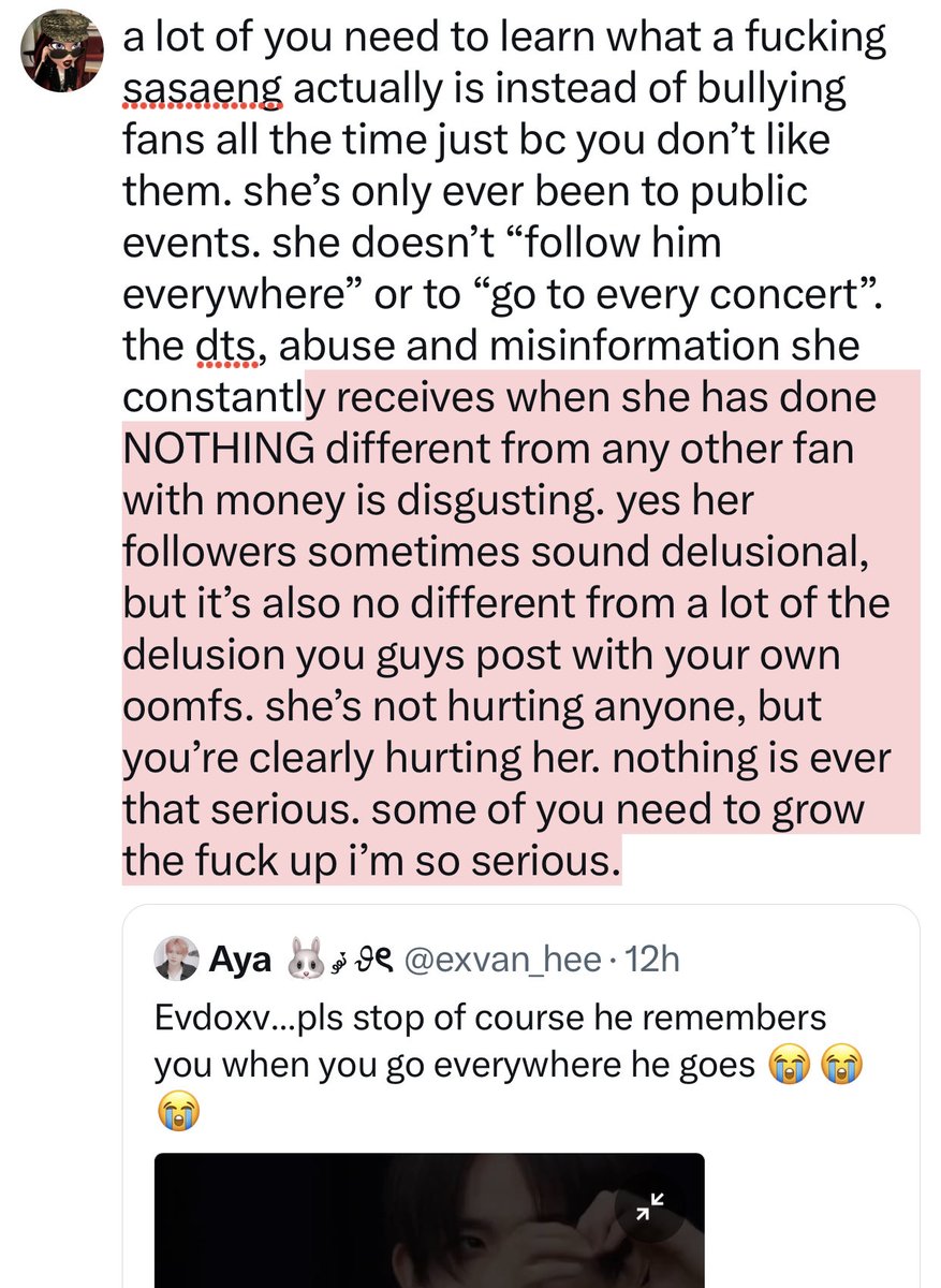 swagbatu's tweet photo. *disclaimer* i don’t know her personally, nor do i have any connection to her. i’m just tired of seeing this girl get bullied by immature ppl who don’t know how to use their brains. i was hoping stuff like this would change now hs is solo and as the fans mature but i guess not. https://t.co/uUCFn8oeGk