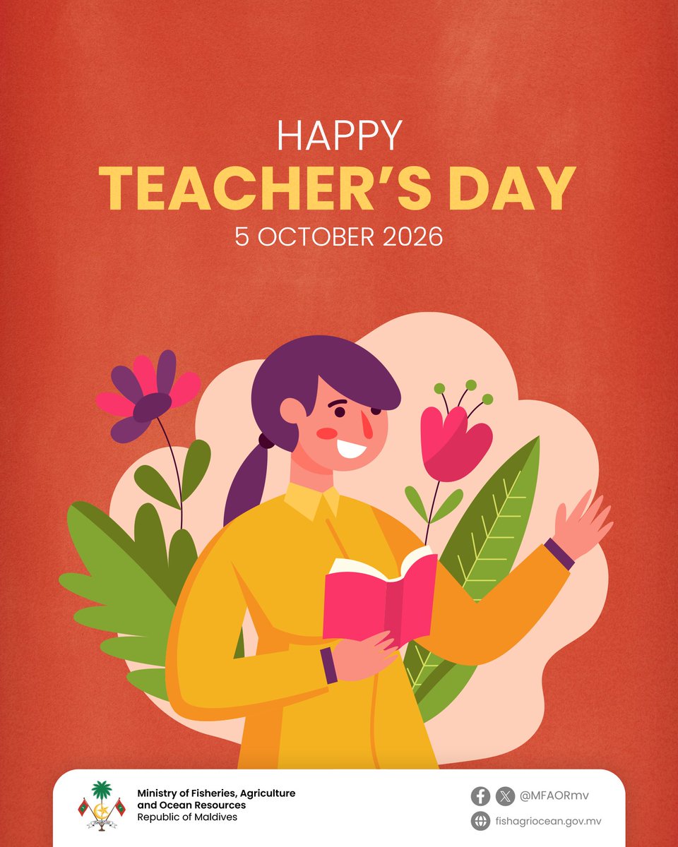 MFAORmv's tweet photo. Happy Teachers’ Day!

Today, we honour the dedicated teachers who inspire, guide, and empower the next generation. Your knowledge, patience, and commitment help shape a brighter future for our communities and our nation.

Wishing all teachers a very Happy Teachers’ Day! 
#TeachersDay