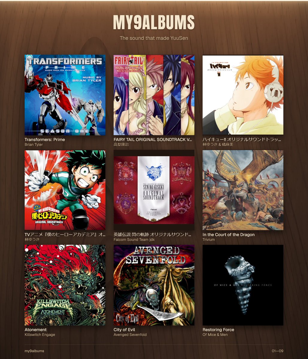 yuusen_music's tweet photo. It was impossible to not have soundtrack music on here

Here are my 9 albums lol https://t.co/rLQhuWx66y