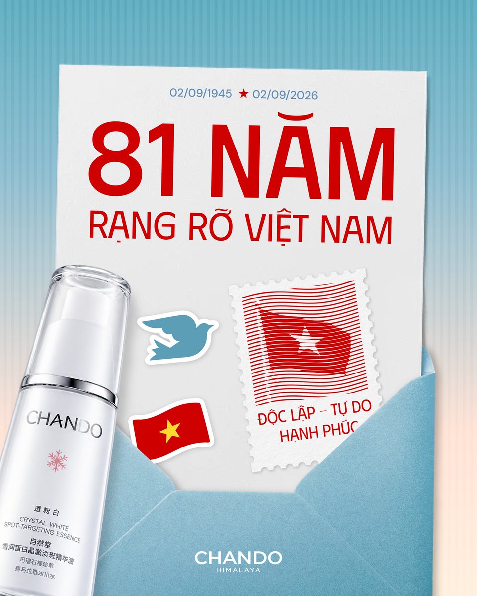 these_were's tweet photo. Mừng Quốc khánh 2/9, tự hào một dải non sông. CHANDO cùng chúc mừng ngày đất nước độc lập, thống nhất và vững bước phát triển. https://t.co/beHAVRKd9x