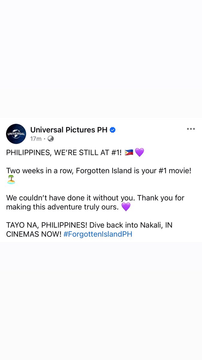 ajjhyun's tweet photo. Forgotten Island is still the number 1 movie in the Philippines since its release! ✨ https://t.co/4jtW6o5gQE