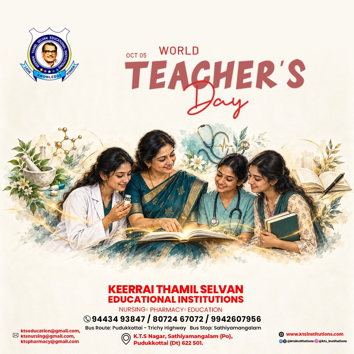 ktsinstitutions's tweet photo. Happy World Teachers’ Day! ✨📚

A great teacher inspires, guides, and shapes the future with knowledge, patience, and kindness. Thank you to all the wonderful teachers who make a difference in our lives.❤️

Wishing all the amazing teachers a very Happy World Teachers Day! https://t.co/tPSIKJCIWv