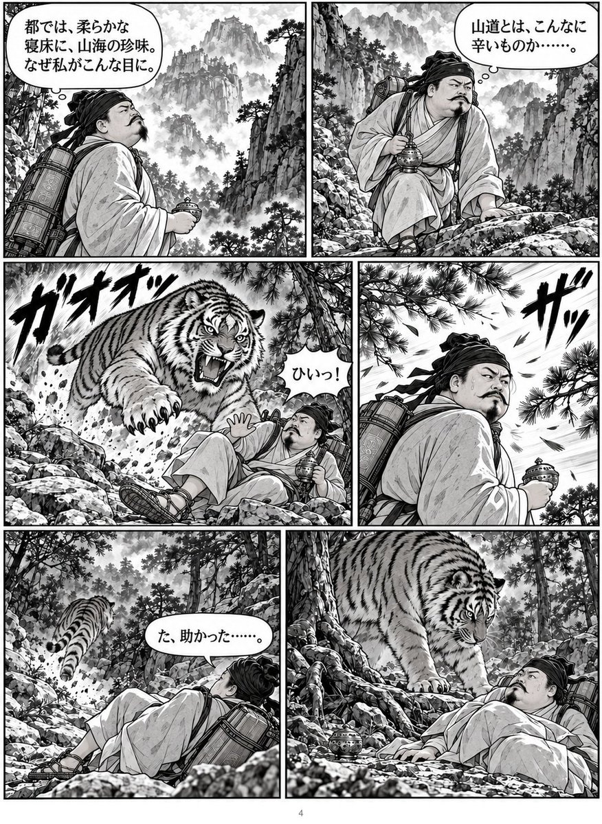 kekoyana's tweet photo. ChatGPT dotsで水滸伝のマンガを書かせてみてる。なんか淡々としていてマンガ北宋の歴史みたいなノリ https://t.co/ekAARskkcE