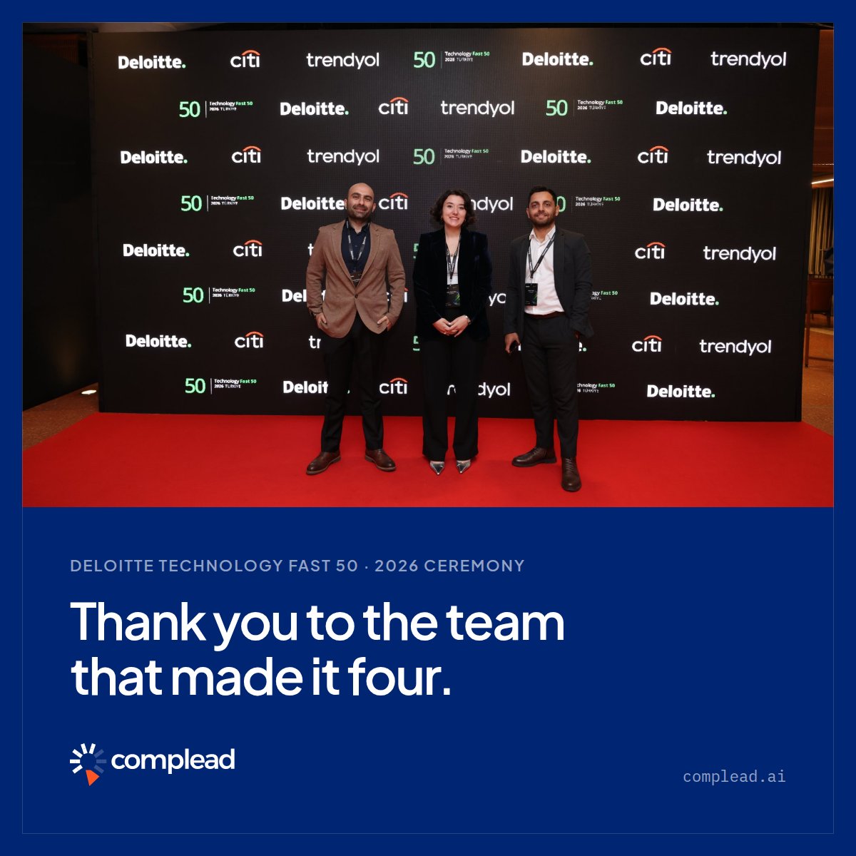 complead_'s tweet photo. Four times on the Deloitte Technology Fast 50: 2022, 2023, 2024 and now 2026 under our new name. Thank you to our customers and our team.
https://t.co/3ERnWipCWi
#DeloitteFast50 #RegTech https://t.co/Bcmb5jkGbN