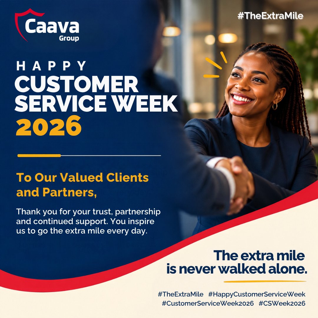 CaavaGroup's tweet photo. Happy #CustomerServiceWeek2026!  

To our valued clients &amp; partners, thank you for your trust, partnership and support. You inspire us to go #TheExtraMile every day. The extra mile is never walked alone. #CSWeek2026 https://t.co/Rsn5VVcKOX