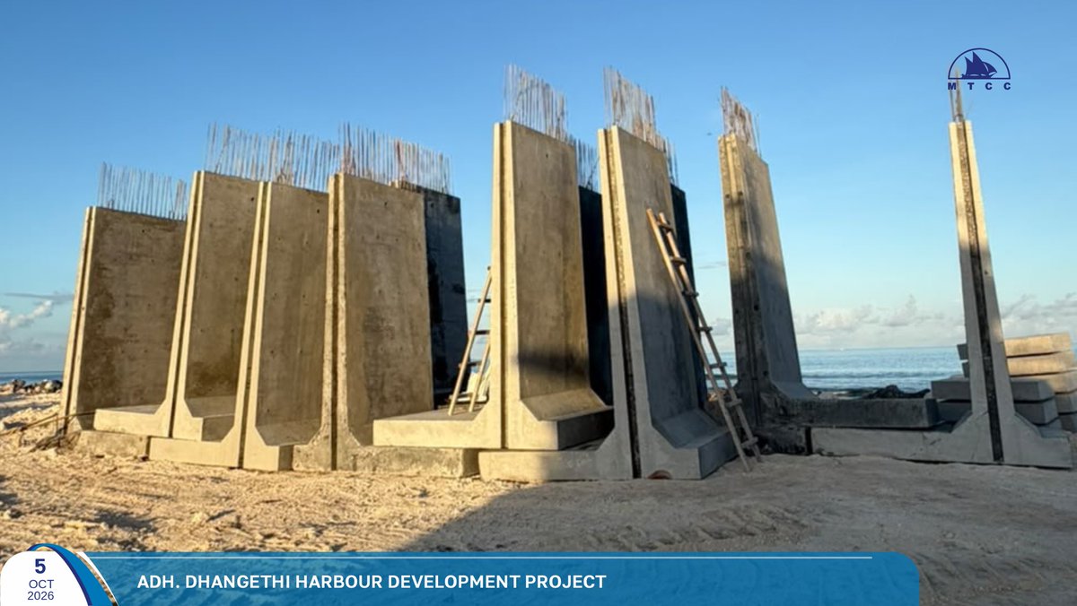 MTCCPlc's tweet photo. Project Update: Design and Build of ADh. Dhangethi Harbour Extension

6th shipment of quay wall blocks have been delivered to the project site. Quay wall line dredging and quay wall block installation works are currently ongoing.

Follow more updates at: https://t.co/gj1h168wwY

#MTCCProjects #TeamMTCC #RayyithungeKunfuni #GaumuBinaakurumugaaMTCC