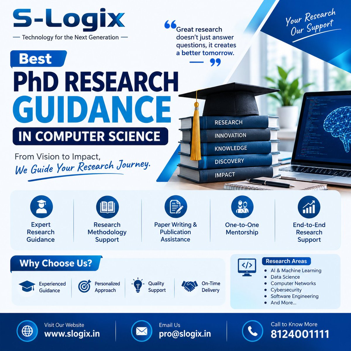 SlogixAdmin's tweet photo. 🎓Turn Your Research Into Impact!
Get expert PhD Research Guidance in Computer Science with support for research methodology, paper writing, publication & mentorship.
📞 8124001111 | 🌐 https://t.co/wMqMom4UAE
#PhD #Research #AI #SLogix https://t.co/8tiAqF2ln5