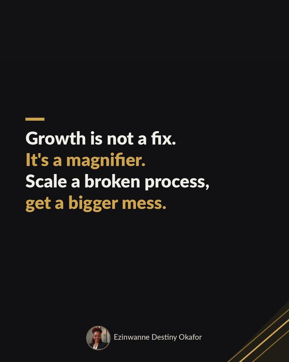 Cassy_Blakes's tweet photo. Before you scale anything, repair the one process that already strains at today's volume.

#operationsandstrategy 
#operationsmanagement 
#strategymanagement https://t.co/zQ27Yeeimh
