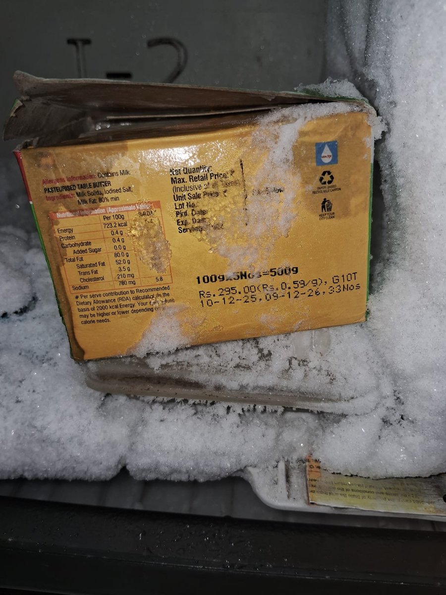 anonymous402's tweet photo. #HeritageFoods Order ID
JM6AB9F6E601BBC63F1E
Shipment ID
JM6AB9F6E601BBC63F1E-01
Order Date
28 Sep, 2026
Payment details
MRP Total
₹295
Cod
₹274
Delivery fee
Free ₹30
Total
₹274. The butter delivered is stale Foul smelling and almost one year old. Pl replace it else refund. https://t.co/iJqnrCLenC