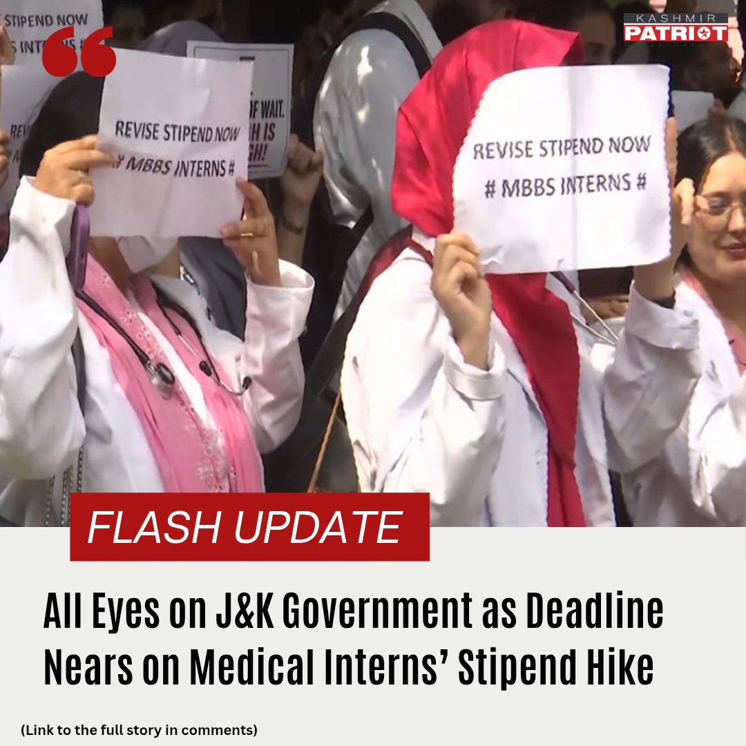 KashmirPatriot's tweet photo. All Eyes on J&amp;K Government as Deadline Nears on Medical Interns’ Stipend Hike

🔗 Full story link in the comments below! 👇 https://t.co/4z7XWqqsnM