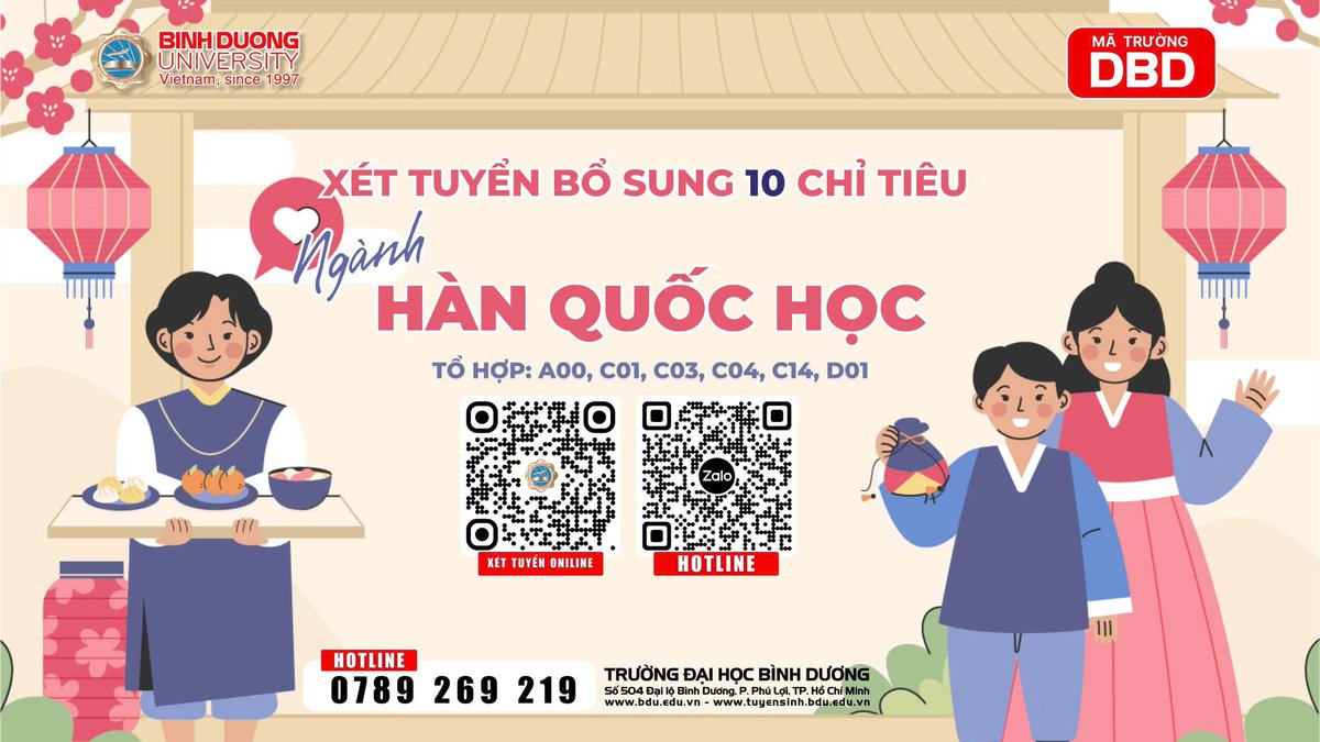 fergonzalez_99's tweet photo. Tuyển bổ sung 10 chỉ tiêu ngành Hàn Quốc học, Đại học Bình Dương. Mã trường DBD, xét tuyển A00, C01, C03, C04, C14, D01. Học ngôn ngữ, văn hóa Hàn Quốc, thực tập và làm việc tại doanh nghiệp Hàn Quốc. https://t.co/UoLZDslqQo