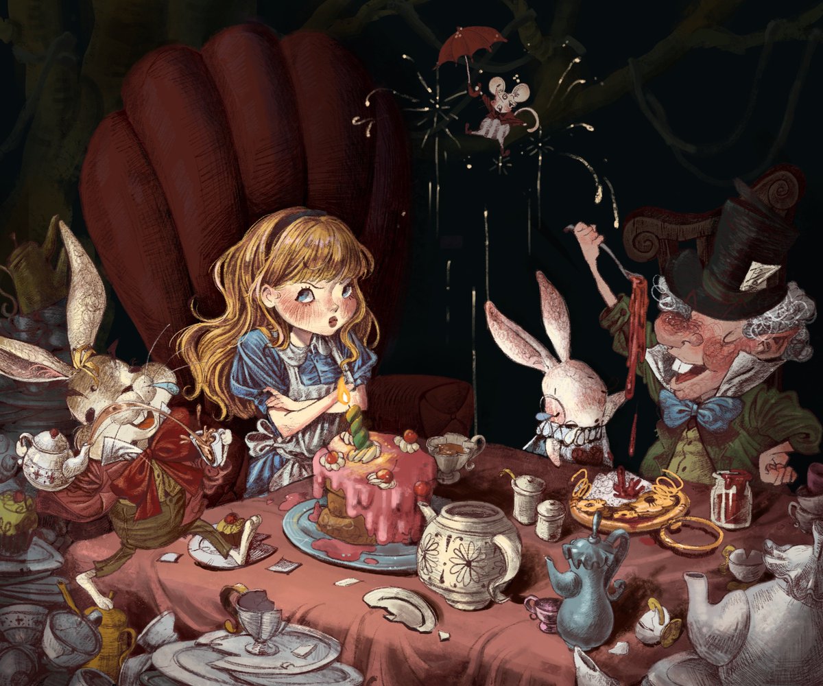 notgreeenapple's tweet photo. What kind of tea party is this???

((Alice in wonderland fanart 2
#art #fanart #illustration #oc #conceptart #Disney
#aliceinwonderland https://t.co/Sm0XvgoXME