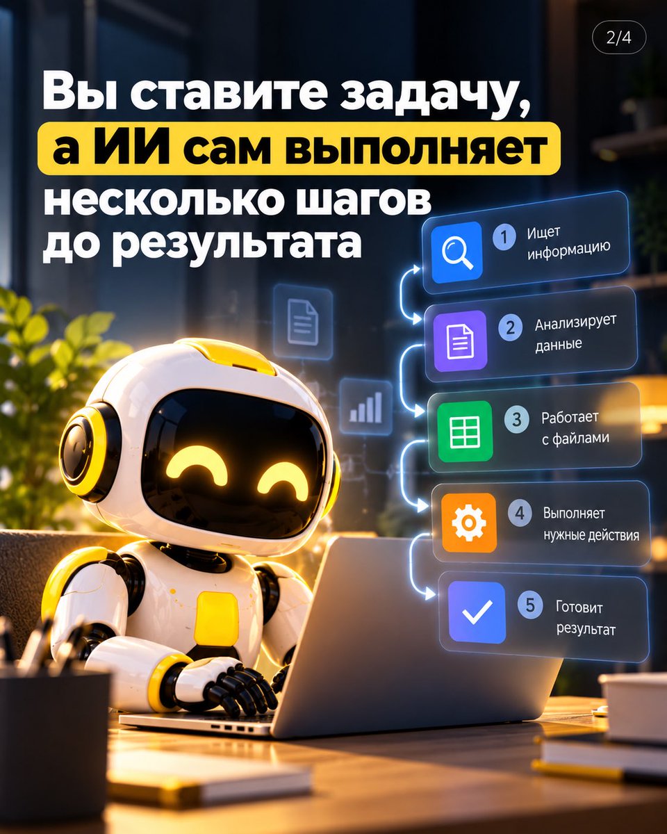 esaikg's tweet photo. ИИ уже умеет не только отвечать на вопросы.

Можно поставить ему задачу — и он сам пройдёт несколько шагов до результата.

Это и есть ИИ-агент. https://t.co/pEM89t3v6N