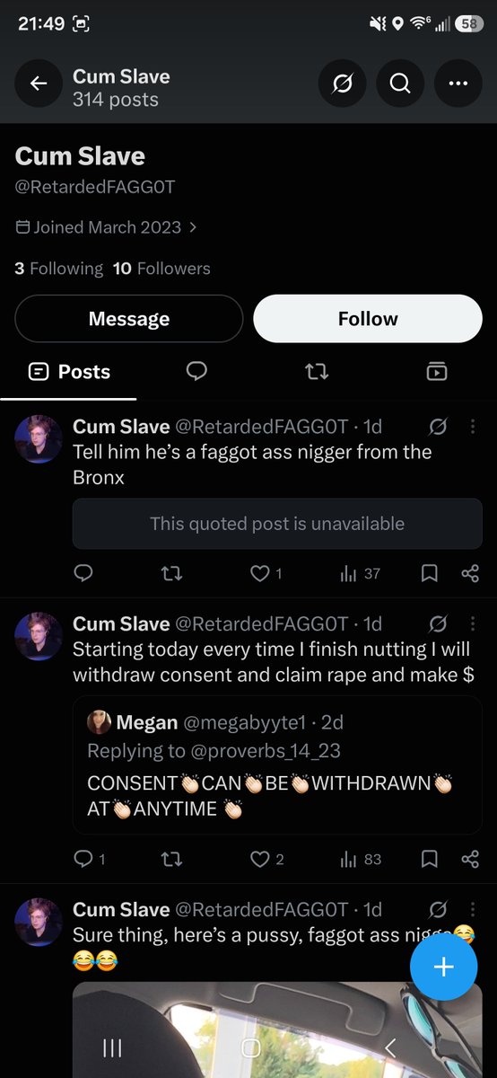 just_trolling2's tweet photo. @x @elonmusk How is this racist account not banned yet? 

@RetardedFAGG0T https://t.co/mysvDCpfoR