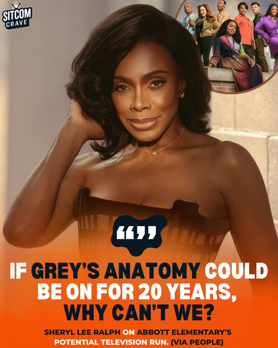 sitcomcrave's tweet photo. Sheryl Lee Ralph comments on 'Abbott Elementary’s' potential television run ahead of the sitcom’s season 6 premiere

"If Grey’s Anatomy could be on for 20 years, why can’t we?"

She told PEOPLE