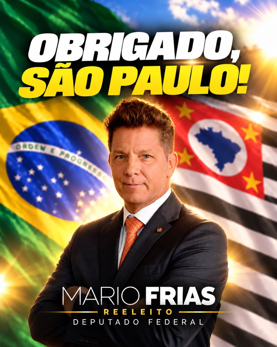 mfriasoficial's tweet photo. Meu coração é só gratidão.

Obrigado a cada paulista que confiou mais uma vez em mim. Cada voto recebido aumenta a minha responsabilidade e renova o meu compromisso com São Paulo.

Levo comigo cada abraço, cada aperto de mão, cada oração e cada palavra de incentivo que recebi nessa caminhada.

Agradeço também à minha família, aos amigos, à nossa equipe e a todos que estiveram ao meu lado. Ninguém chega até aqui sozinho.

Ser reeleito me honra e me emociona. Vou retribuir essa confiança da melhor maneira que sei: com trabalho, presença e dedicação.

Que Deus me dê sabedoria para honrar essa missão.

Muito obrigado, São Paulo!

A confiança foi renovada. O trabalho continua. 🙏