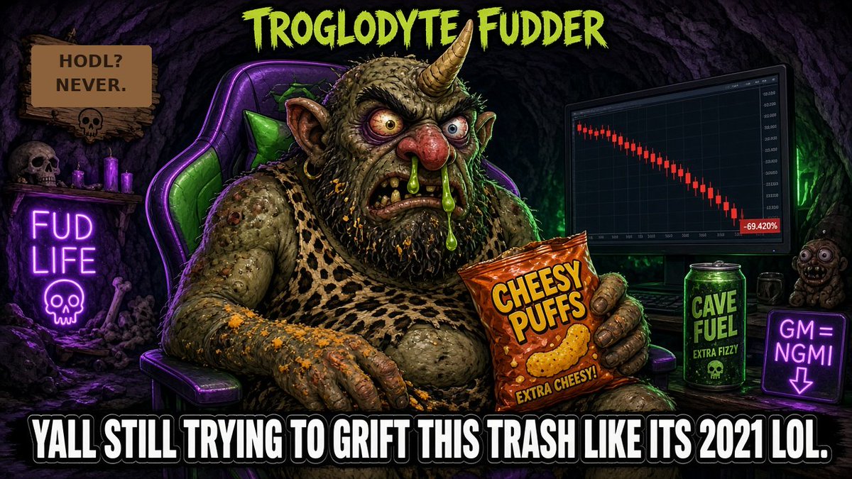 TheBossCoin_SOL's tweet photo. Meet Troglodyte Fudder 🦴

He hates meme coins. He has Cheeto fingers. He has never once touched grass.

His real words: "Yall still trying to grift this trash like its 2021 lol"

Now he's a $BOSS holder skin. Claim him 9 PM ET tonight through Wed 9 PM, then mint him free.

🎮 https://t.co/lDhhWvRH5g

Joke coin, not financial advice.