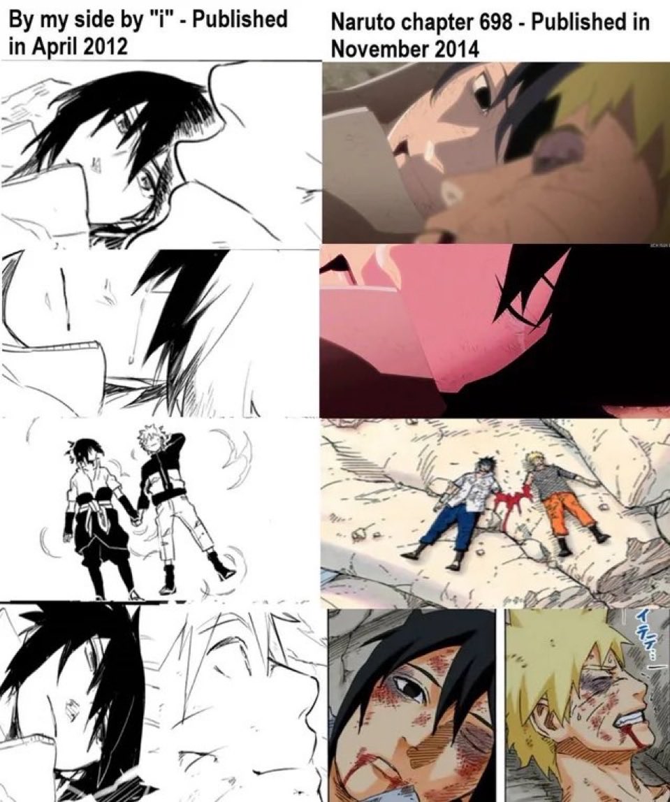 natsukirais's tweet photo. yo cada vez que me acuerdo que el genio de kishimoto copió ese momento de un doujinshi narusasu https://t.co/V5KsNp7up8