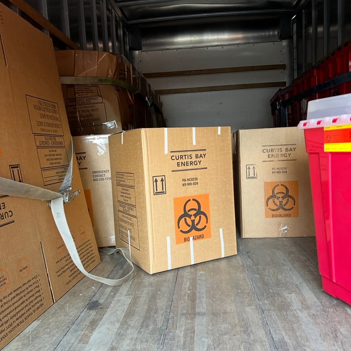 PAAUNOW's tweet photo. Images include actual photographs of the box recovered by PAAU activists Lauren Handy and Terrisa Bukovinac, as well as the Curtis Bay truck that was picking them up for transport to provide renewable energy for the city of Baltimore. https://t.co/zaIac9pzPr