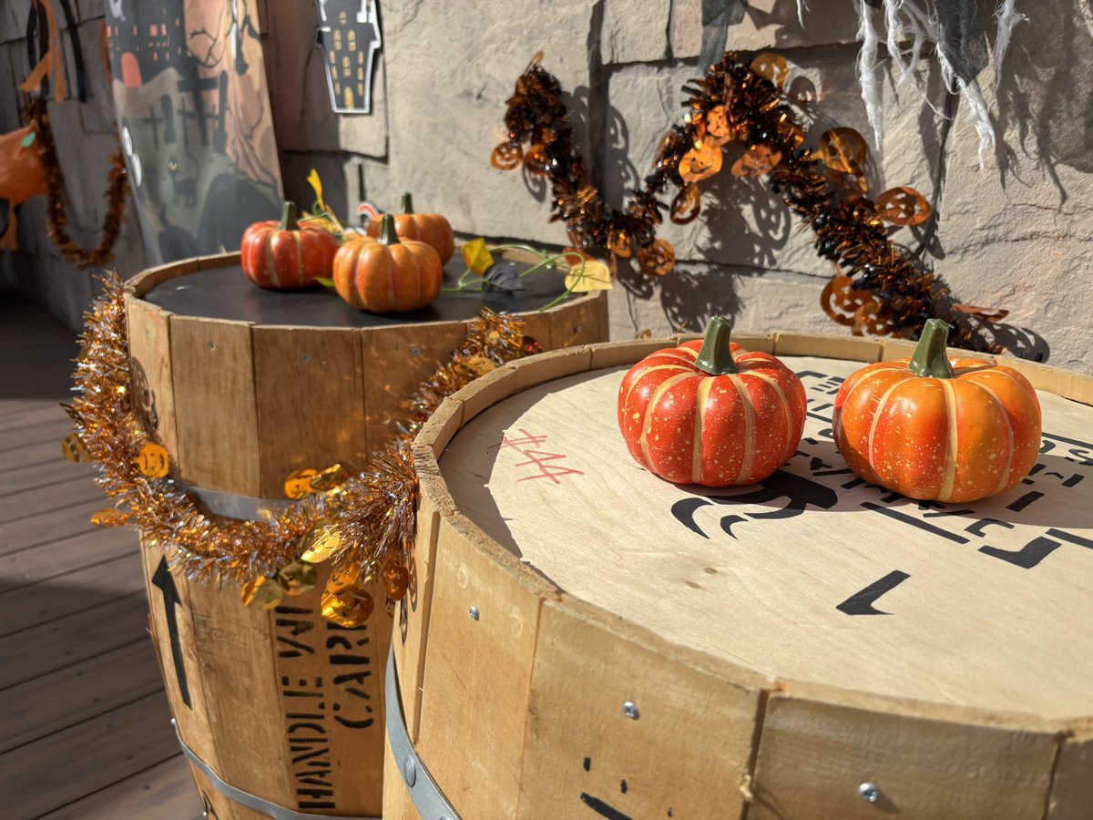 chuoh_park's tweet photo. おはようございます☀

ハロウィンのフォトスポット🎃を管理棟下の親水デッキに作っています。10月31日（土）まで出していますので、記念撮影などぜひお楽しみください👻🧙‍♀️ https://t.co/JvBl9BH67E