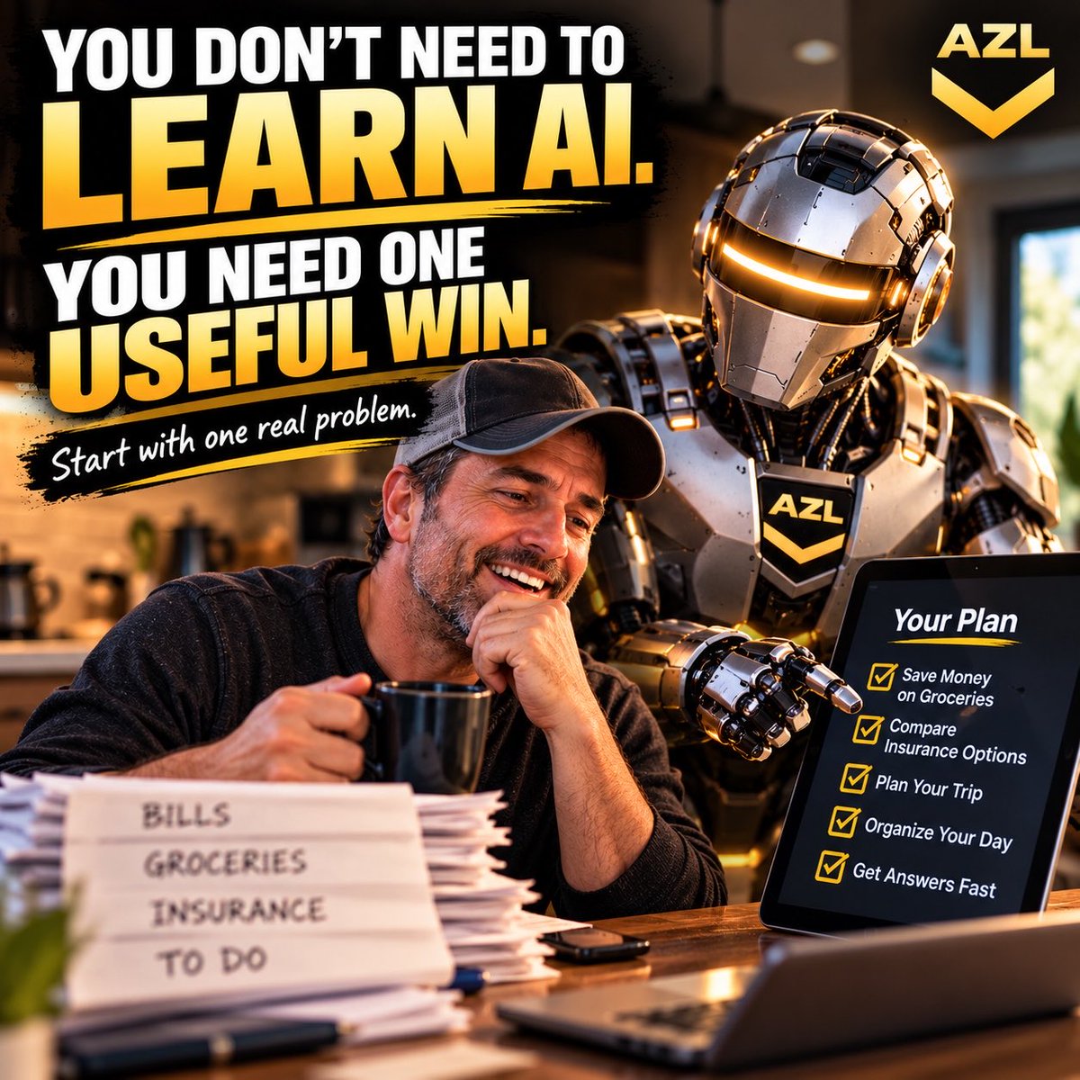 FreeChaChingTip's tweet photo. You don’t need to learn everything AI can do.

Pick one thing that’s annoying you, costing you money, confusing you, or taking too much time.

Make AI help with that.

One useful win beats watching another 50 videos about AI. https://t.co/XIYo48785S