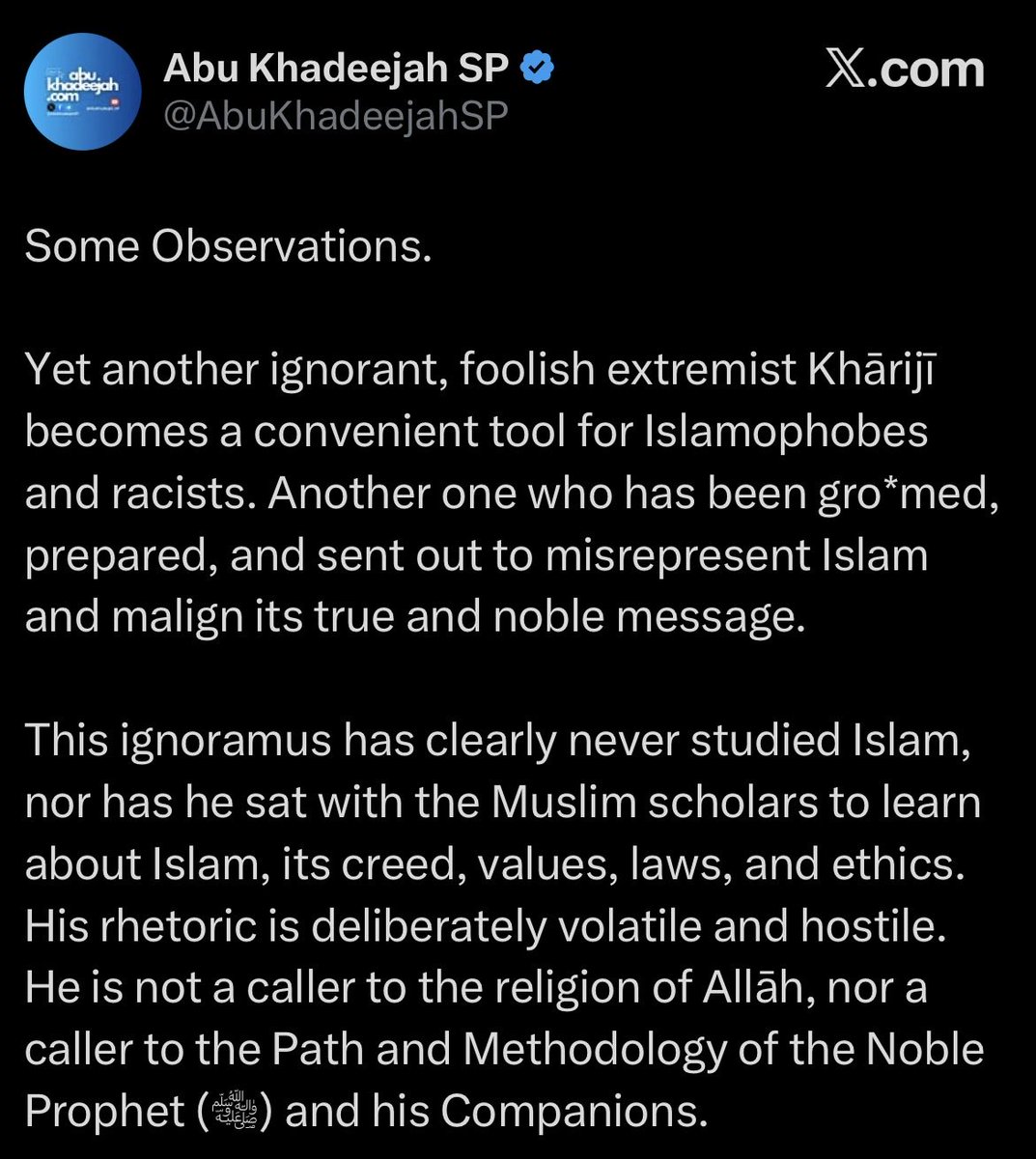 AbuTankeel's tweet photo. Abu Khadeejah, 

You say he’s a ignoramus, 

Whilst on your site u called women entertainment etc in Saudi “social progress?”? https://t.co/K4e54YJiHT