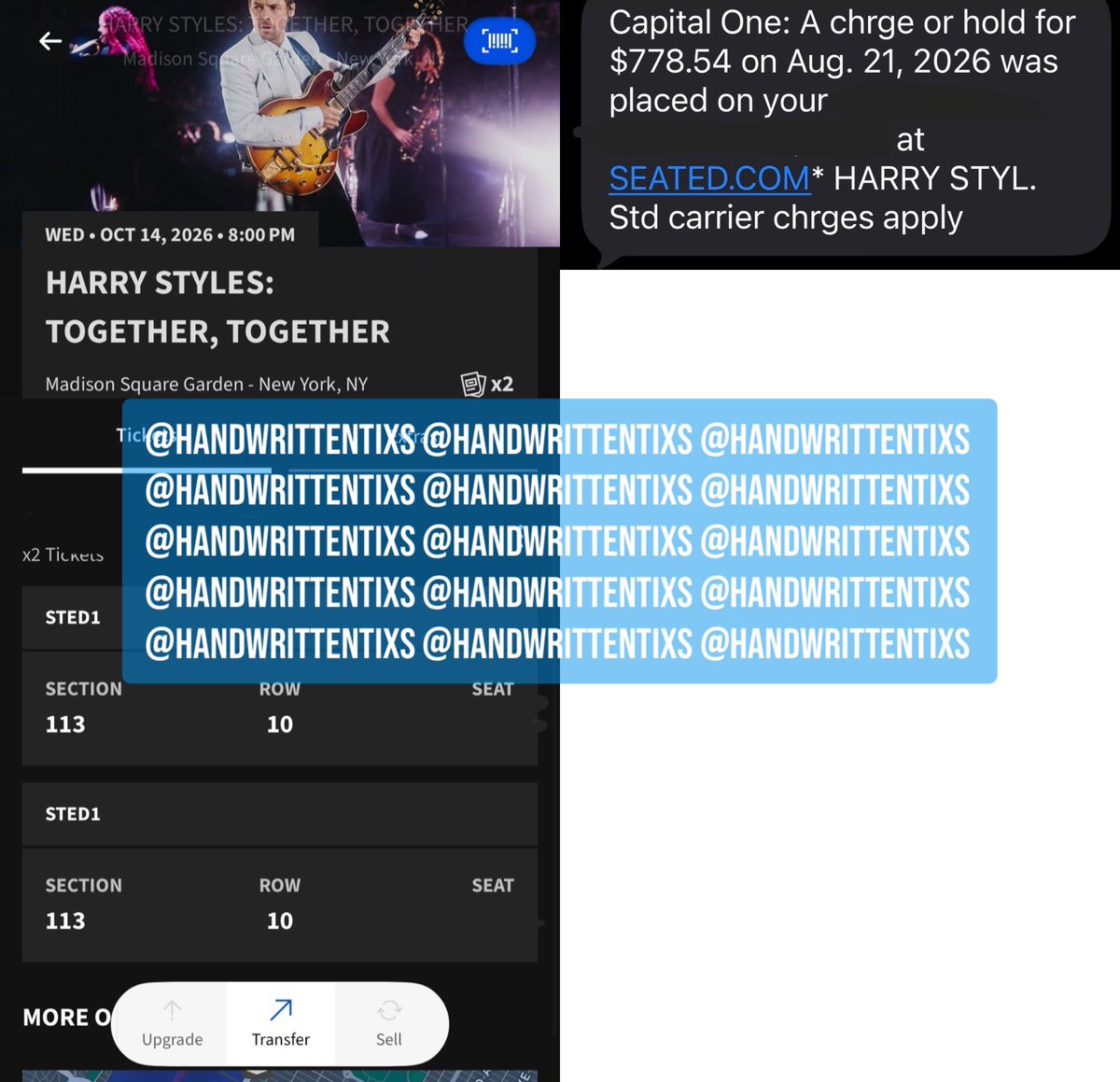 handwrittentixs's tweet photo. NEW YORK CITY HARRY STYLES fans, I have TWO tickets to the show on October 14th for $389.27 or less each! #TogetherTogetherTour 

If interested, please fill out the buyer form: https://t.co/HeqW8Xy9t9 https://t.co/0KIY90sbTc