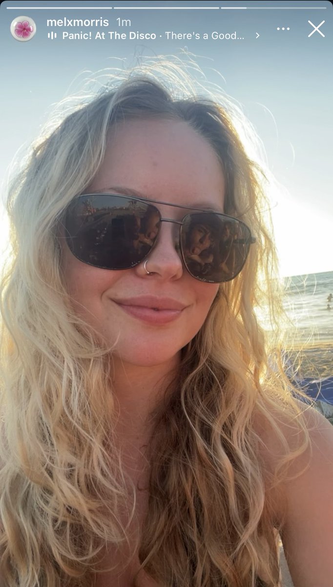 itslindseeey's tweet photo. our good sis out here taking selfies in her mans sunglasses with him in the reflection with a song from a band they were gonna compromise on if he won hoh 😭 oh it couldn't get any better than this https://t.co/W33Nh8qZW9