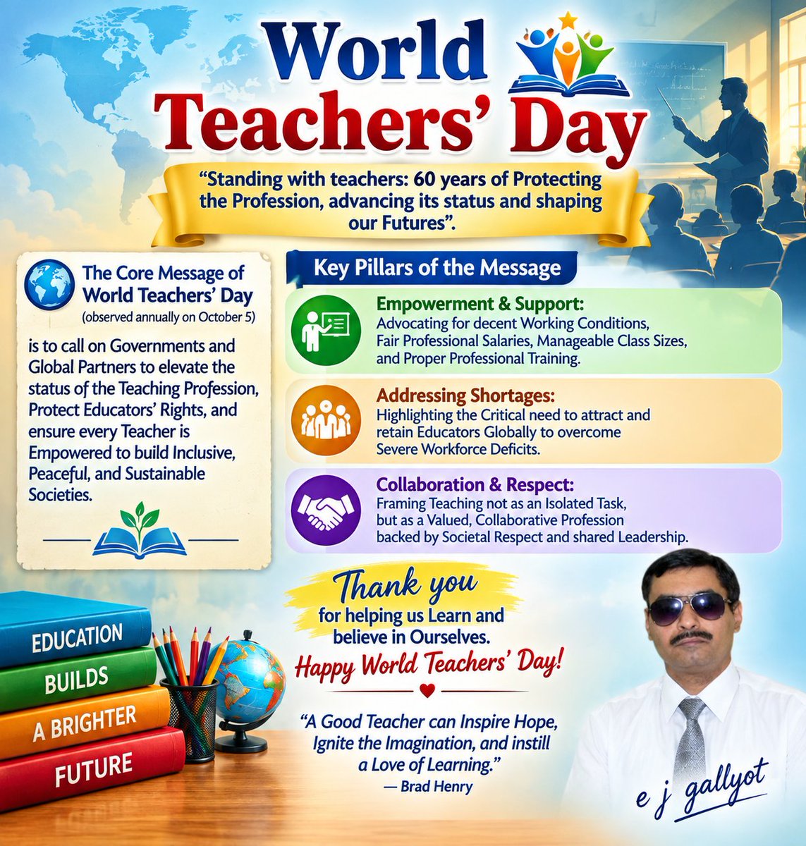 elvis_jude's tweet photo. Happy World Teachers' Day! 📚✨ 
Today, We Celebrate the Incredible individuals who dedicate their lives to building a brighter tomorrow. 
To all the Educators standing Strong, Shaping Futures, and Inspiring hope every day—Thank you. https://t.co/OBGDXbk62K