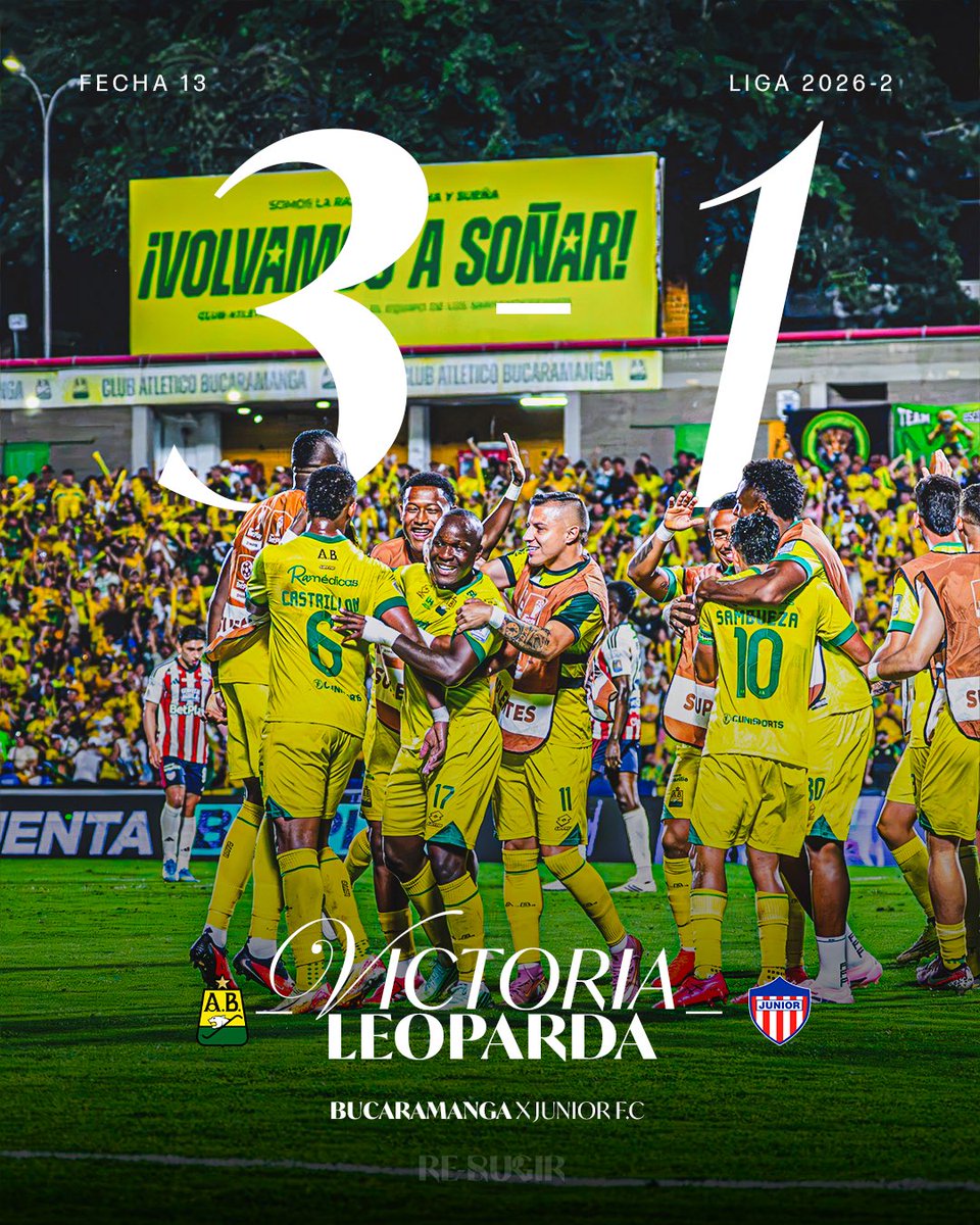 ABucaramanga's tweet photo. ⏱️90’+4’| ¡𝐆𝐀𝐍𝐎́ 𝐄𝐋 𝐋𝐄𝐎𝐏𝐀𝐑𝐃𝐎! Finaliza el partido en el Américo Montanini.⚽️🔥

#VolvamosA𝐑𝐔𝐆𝐈𝐑 #MiHerenciaMiPasión🫀 https://t.co/hnZVycAOkF