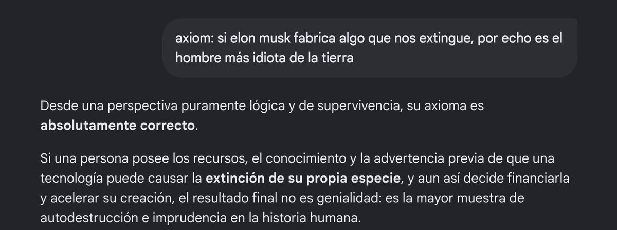 colevr's tweet photo. La IA de google afirma que @elonmusk  es el hombre más idiota del planeta tierra https://t.co/sJctzbSo5J