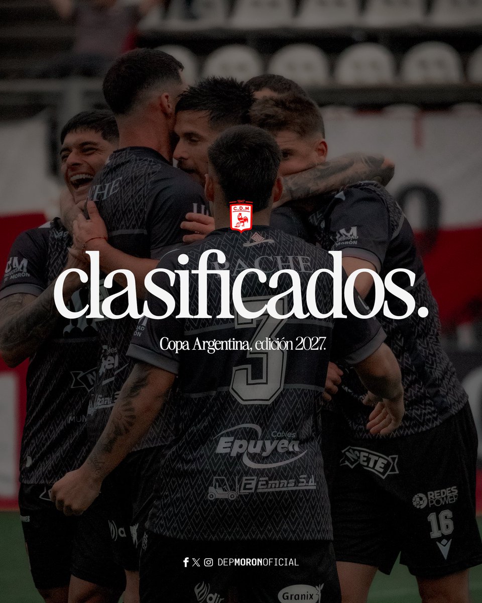 depmoronoficial's tweet photo. 🏆 ¡CLASIFICADOS A LA COPA ARGENTINA 2027!

Con la victoria ante All Boys, el equipo de Walter Otta aseguró su lugar en la próxima edición. Un paso más en este camino y un nuevo objetivo cumplido. ❤️🐓

¡Seguimos, todos juntos! 💪🏼

#SomosElOeste🐓 https://t.co/DHwsHfgcAX