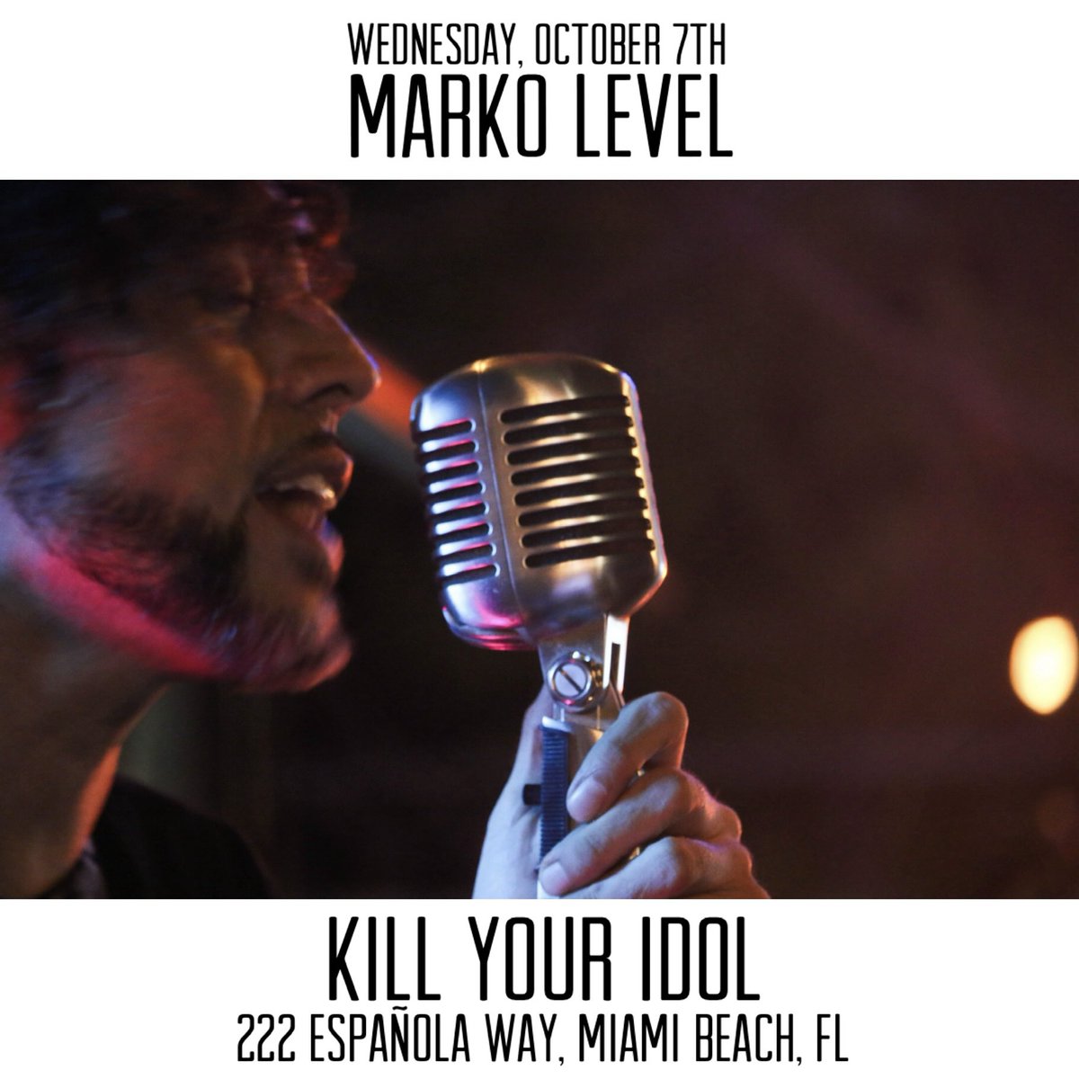 marko_level's tweet photo. I’ll be playing at @KillYourIdolMIA this Wednesday, October 7th at 10pm so make sure to check this out!! #markolevel #miami #music #southbeach https://t.co/oEvlWviCM6