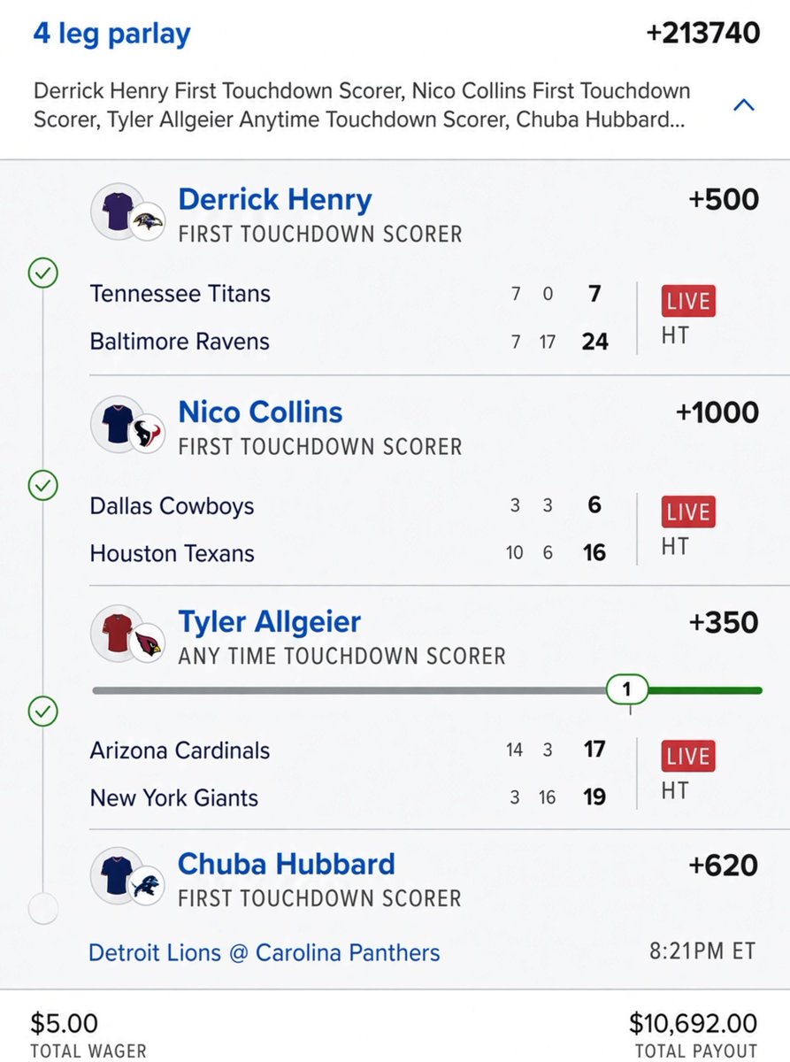 A1Fantasypicksx's tweet photo. OH SHITTTTTTT 😭🤯🔥

$5 → $10K 💰💰💰

@bangbabyt SO 🔥🔥🔥 LATELY‼️

THIS COLLAB JUST CASHED THE CORD 🤑🏈💸

WE REALLY COOKED WITH THIS ONE 🍽️🔥 https://t.co/2dJZpKGIU7