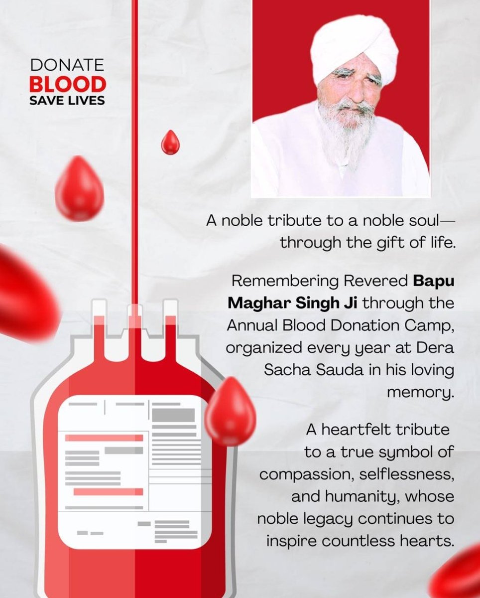 rahul_insa52977's tweet photo. Babu maghar singh ji the spritual master saint dr gurmeet ram rahim singh ji insan respected father today  #ParmarthiDiwas and today blood donation camp anouce DSS volunteer donate blood https://t.co/mHyXn1L7xN