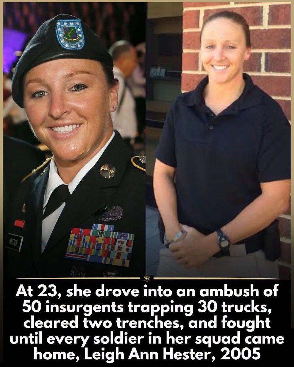 JBMAGA03's tweet photo. At 23, Sgt. Leigh Ann Hester drove into an ambush of about 50 insurgents pinning down a 30-truck convoy near Salman Pak, Iraq.

March 20, 2005. Kentucky National Guard, 617th MP Company. She pushed through the kill zone, hit the trench line with grenades and her M203, then cleared two trenches with her squad leader and killed three insurgents with her M4.

Every American in her squad came home. 27 insurgents did not.

First woman awarded the Silver Star for direct combat since World War II. Not a slogan. A soldier.