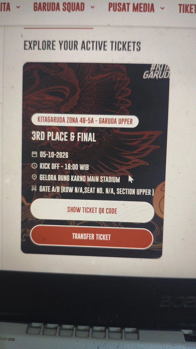 btgnugraha's tweet photo. WTS UPPER TIMNAS 1 TIKET 350RB WAJIB GARUDA ID SENDIRI, FEE TRANSFER TIKET DITANGGUNG PEMBELI https://t.co/ZJTwMnByg3