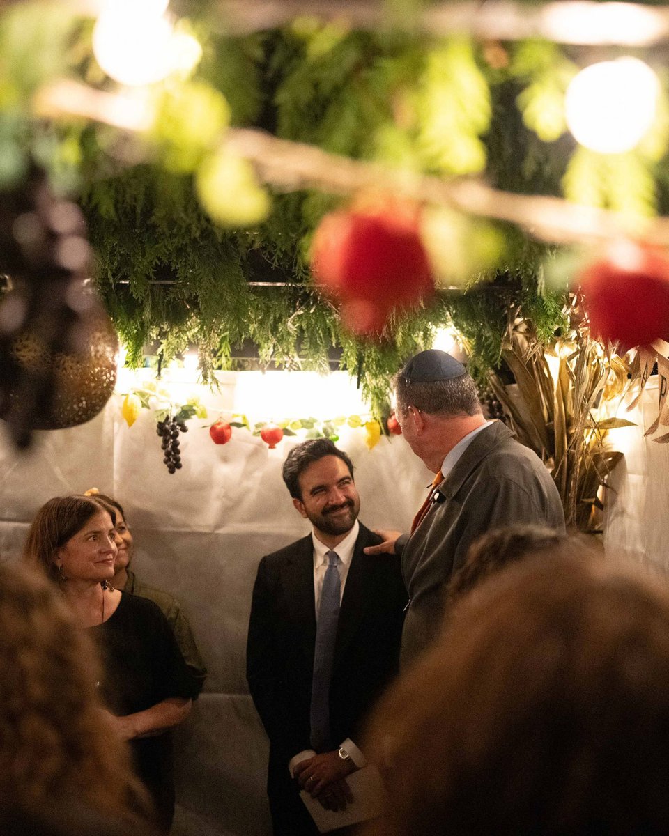 NYCMayor's tweet photo. Last week, I was invited into the homes of Jewish New Yorkers across the city to celebrate the holiday of Sukkot. 

It was a pleasure to be welcomed into these sukkot, in a beautiful tradition rooted in gratitude, gathering, humility and community. https://t.co/3OYgcD4Wsg