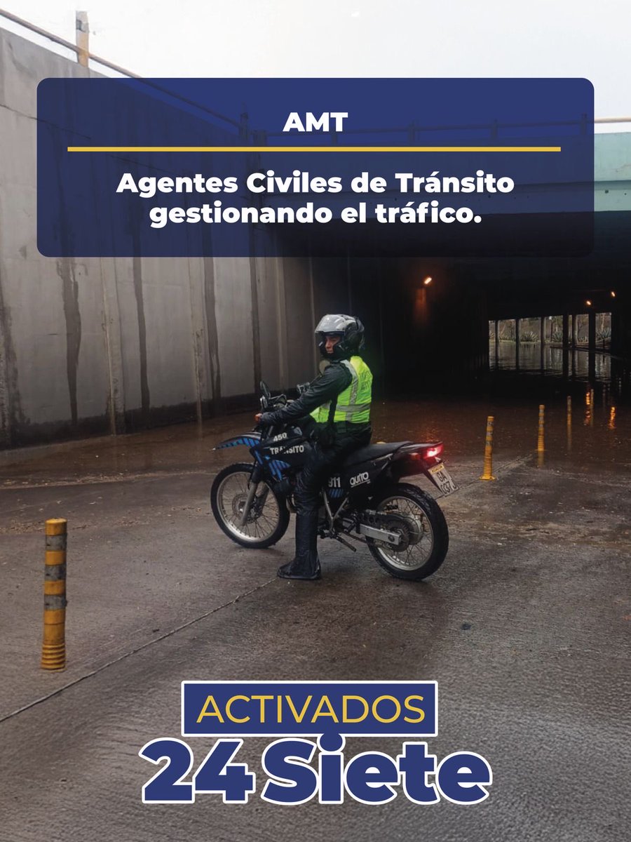 MunicipioQuito's tweet photo. #Activados24Siete| 🌧️ Ante las lluvias registradas este domingo, el Municipio de Quito mantiene desplegados sus equipos operativos para atender emergencias en distintos sectores de la ciudad.

👷🏽‍♂️En territorio trabajan equipos de EP EMSEGURIDAD, Bomberos Quito, EPMAPS, EPMMOP, AMT, Empresa Eléctrica Quito, Metro de Quito y administraciones zonales.

🚜 Las labores incluyen retiro de árboles, evacuación de agua, limpieza de colectores y apoyo a la movilidad.

✅ El COE Metropolitano mantiene el monitoreo permanente y la coordinación interinstitucional para atender nuevos reportes y reducir riesgos durante las próximas horas.

📞 Ante una emergencia, comuníquese al 9-1-1.