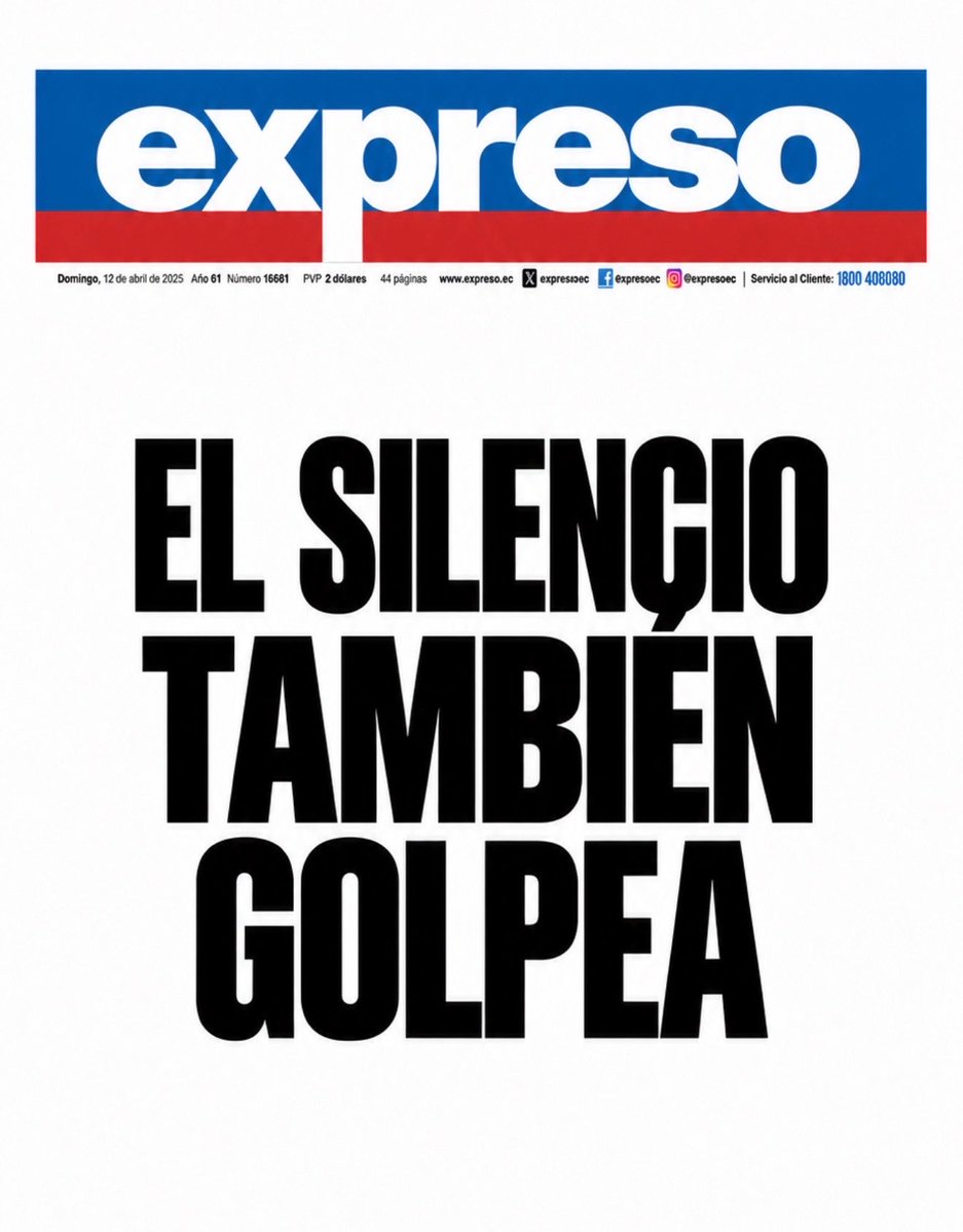 MoniVelasquezV's tweet photo. El silencio también golpea.
Yo conozco perfectamente lo que significa ser atacada por gobiernos y por colegas. Por eso, me solidarizo con diario Expreso ante lo que está ocurriendo.
Lo hago pese a que, durante el gobierno de Lasso, Expreso, Ecuavisa, otros medios y algunos periodistas se sumaron a una ola de ataques y campañas de desprestigio contra quienes investigábamos corrupción política, delincuencia organizada y vínculos con el narcotráfico.
En lugar de preguntarse qué estábamos descubriendo y denunciando, prefirieron proteger al poder de turno.
Pero, en realidad, el problema es mucho más profundo.
Durante años, una parte del periodismo tradicional vio a los periodistas digitales como rivales, menospreció su trabajo e incluso intentó negarles su condición de periodistas llamándolos simplemente “generadores de contenido”.
Hoy vemos un gremio polarizado y profundamente desprotegido.
La libertad de expresión se defiende incluso cuando quien hoy necesita protección alguna vez guardó silencio frente a tu persecución.
El periodismo ecuatoriano está en total abandono. Sin una estructura verdaderamente independiente que proteja a quienes ejercemos este oficio, quedamos a merced de quienes gobiernan.
Cambian las cabezas, pero el autoritarismo y las agresiones contra quienes incomodan continúan.
Y mientras sigamos tratándonos como enemigos, siempre nos encontrarán divididos y debilitados.
Ayer fuimos nosotros. Hoy son otros nombres, pero el hostigamiento es el mismo.
Lo dice una periodista en el exilio.
