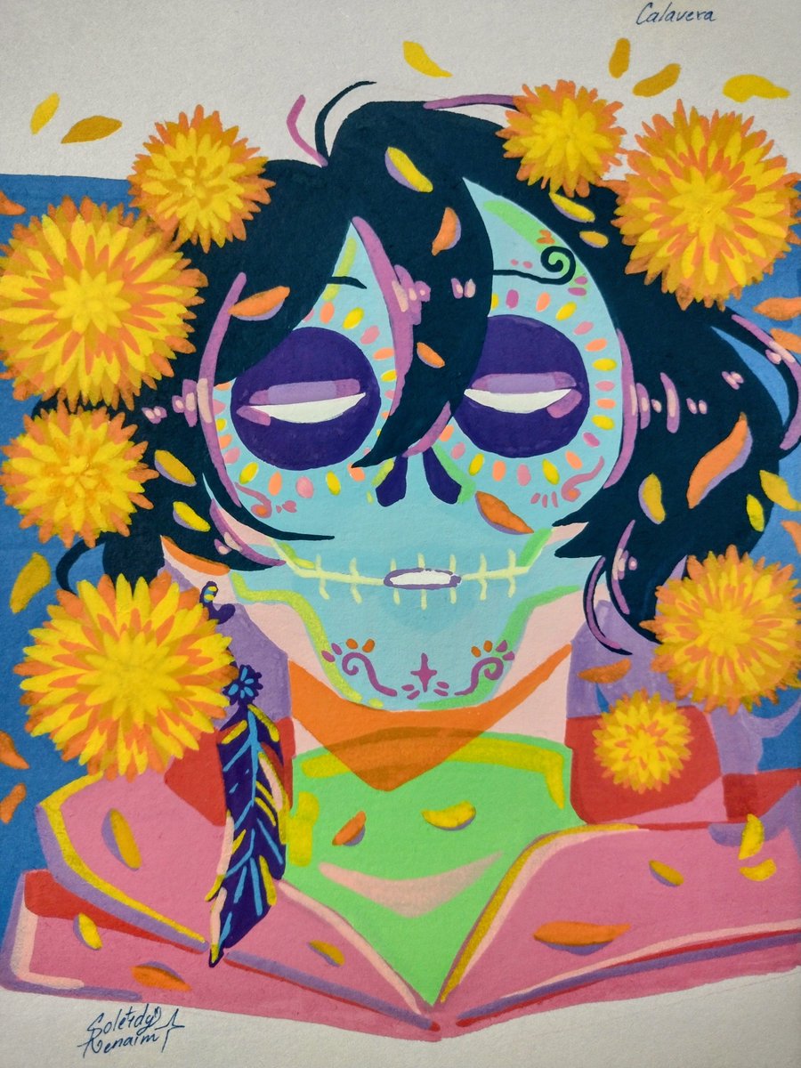 RoronoaSoleidy's tweet photo. Calavera. 

"Déjame conservar tus colores en mi memoria, y aunque los matices se opaquen, te recordaré con colores brillantes..."

#deathduotober https://t.co/3fLzliquwu