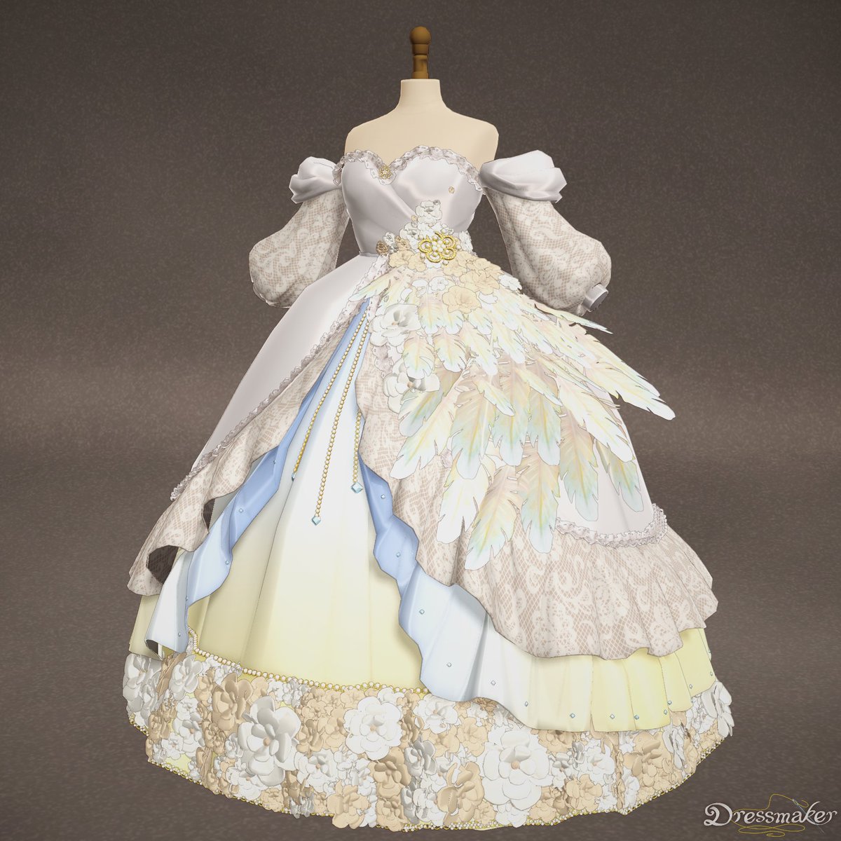 NoctilucaVT's tweet photo. 600+ flowers later, a wedding dress for a Duchess was made. #dressmaker https://t.co/g4Vr373ke0