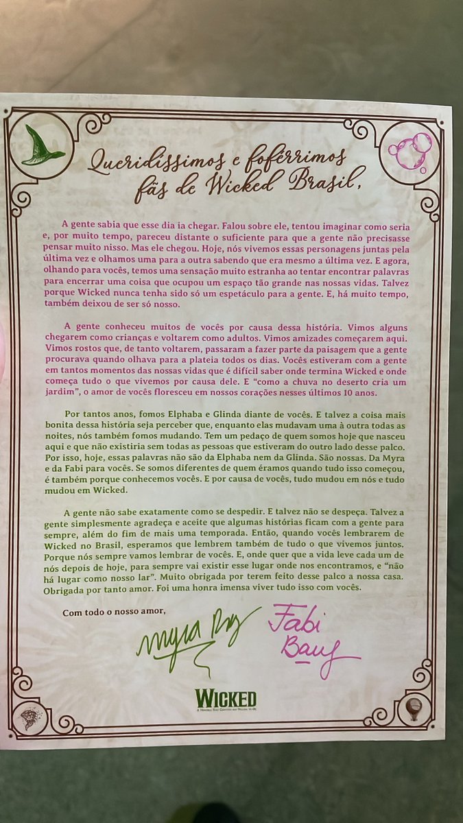 defiyngorj's tweet photo. Fabi e Myra não vão fazer mais Glinda e Elphaba.... É oficial https://t.co/75DOLrP0ZW